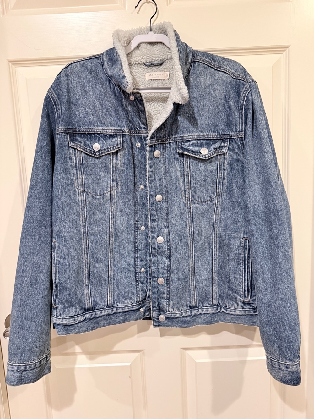 AllSaints Cream Sherpa Interior with Denim Loop